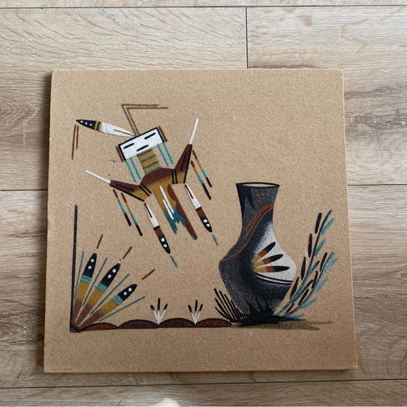 Vintage Navajo sand painting tribal indigenous art - Picture 1 of 8